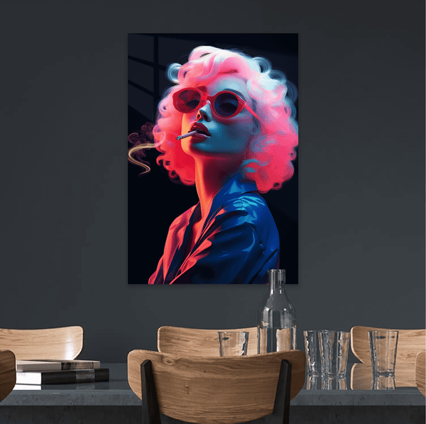 Retro Rebel- Neon Smoking Lady