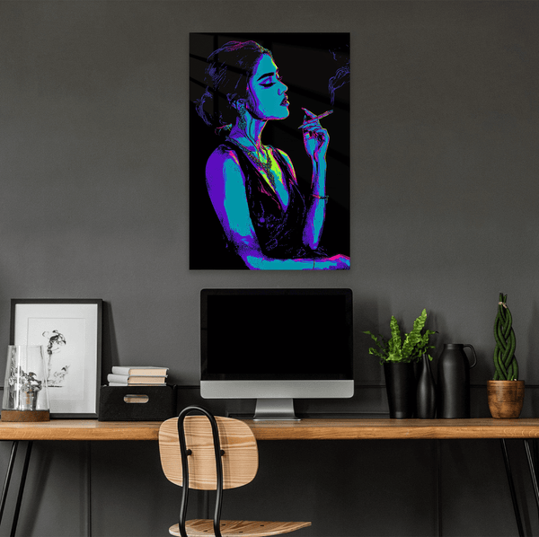 Cyan Ember- Neon Smoking Lady