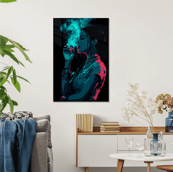 Midnight Glow- Neon Smoking Lady