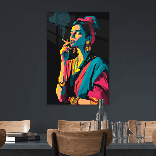Teal Whisper- Neon Smoking Lady